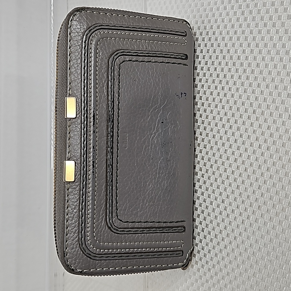 CHLOE MARCIE CALF SKIN WALLET IN CASHMERE GREY DAMAGED